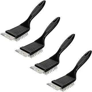 4 Pieces Barbecue Cleaner Brush, Barbecue Grill Brush and Scraper, Stainless Steel Bristle Barbecue Brush, for Barbecue, Outdoor, Indoor, Holiday, Party, Grill Cleaning, Kitchen