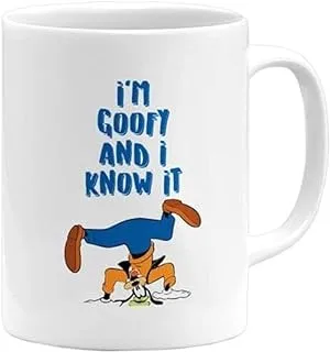 RYN PRINTED DESIGN I Am Goofy Printed Ceramic Coffee Mug White/Blue/Orange 11ounce