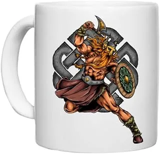 UDNAG White Ceramic Coffee/Tea Mug 'Viking | Viking Warrior' Perfect for Gifting [330ml]