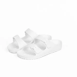 Jet Double  Buckle Slipper For Men - White