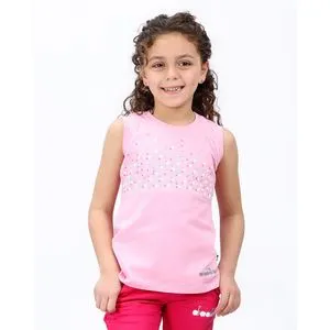 Diadora Girls Cotton Sleevless T-Shirt - Pink