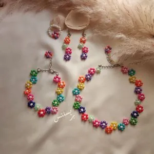 Bracelets 4Pcs Necklace, Earring, Bracelets And Ring Multicolor