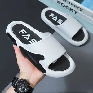 Fashion Men's Slippers Summer Flip-Flops Rubber Soft White