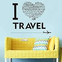 I love Travel wall stickers home decor diy black wall art decals removable sticker for living room