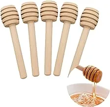 Jancosta 5 Pcs Mini Portable Wooden Honey Spoon Stick for Honey Jar Mixing Stick (8cm x 2cm)