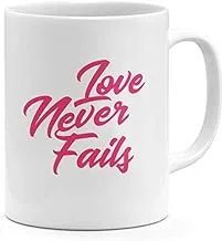 papeyone Love Never Fails Couples Girly Mug (Pink)