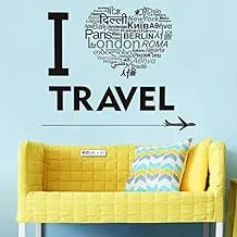 I Love Travel Wall Stickers Home Decor DIY Black Wall Art Decals Removable Sticker For Living Room-8QZ0490