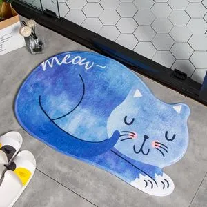 Cartoon Sleeping Cat Bath Mat