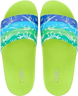 Cubs boys Neon Green T-Rex Slide Sandal