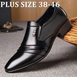 New Men's Dress Shoes Male Pu Leather Shoes-Black