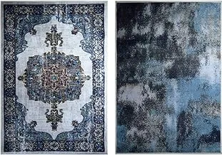 سجادة Mac Carpet Rosita مزدوجة الوجه (100×58 بوصة - رمادي × أزرق)