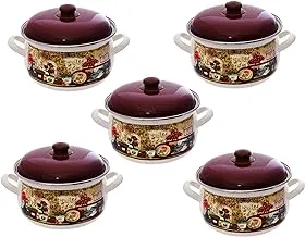 Avsar T. 3521 Juliet Enamel Cookware Set 5-Pieces, Red Flower