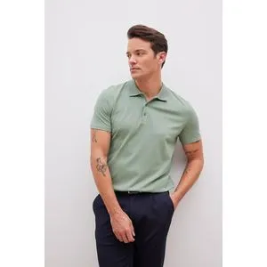 Defacto Man Smart Casual Slim Fit Polo Neck Short Sleeve Knitted Polo T-Shirt.