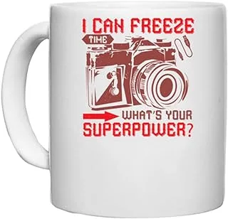 UDNAG White Ceramic Coffee/Tea Mug 'Cameraman | I CAN Freeze time What's Your' Perfect for Gifting [330ml]