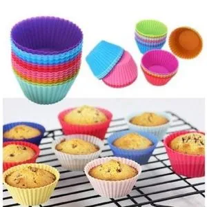 Reusable Non-Stick Silicone Cupcake Molds, 12 Colorful Pieces