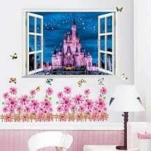 Home Decor DIY Large Princess Romantic Purple Castle Stars PVC 3D Wall Sticker Art Decal Home Decor Mural Removable