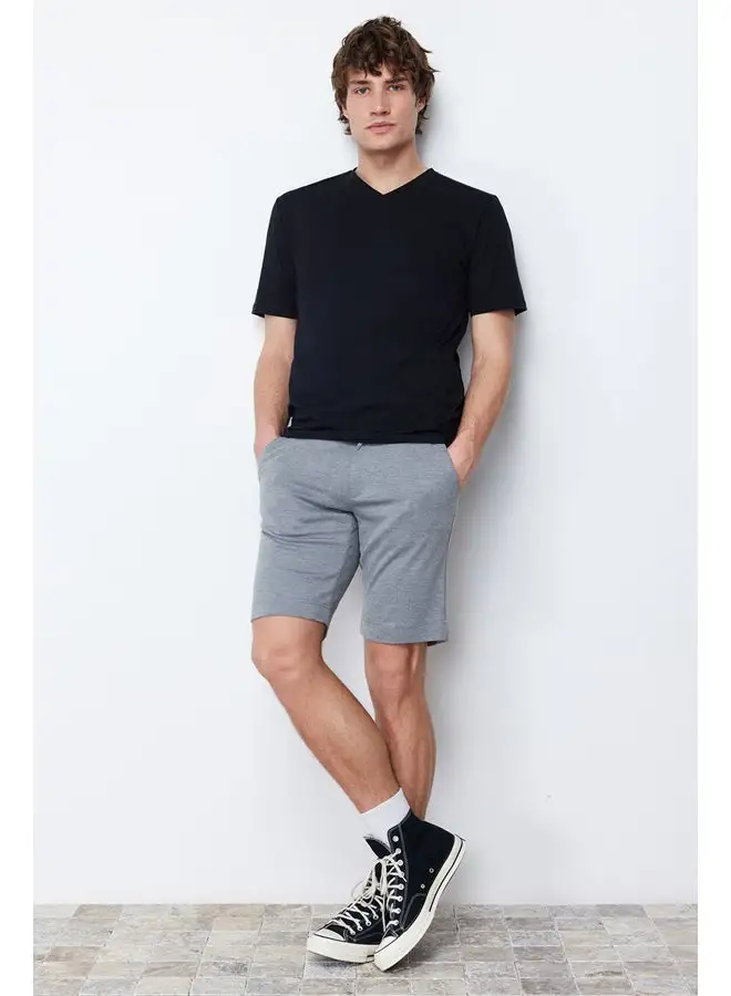 trendyol Black Basic Slim Fit 100% Cotton V-Neck Short Sleeve T-Shirt TMNSS19BO0002