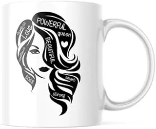 I am Woman Powerfull Beatiful Smart Strong Fearless Cofident Inpirational 11 Ounce White and Black Ceramic Coffe Tea Beverage Mug M335