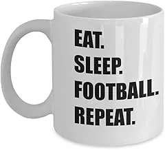 WTOMUG Eat Sleep Football Repeat Mug - Coffee Cup Idea for Football Player Coach, 11 Oz