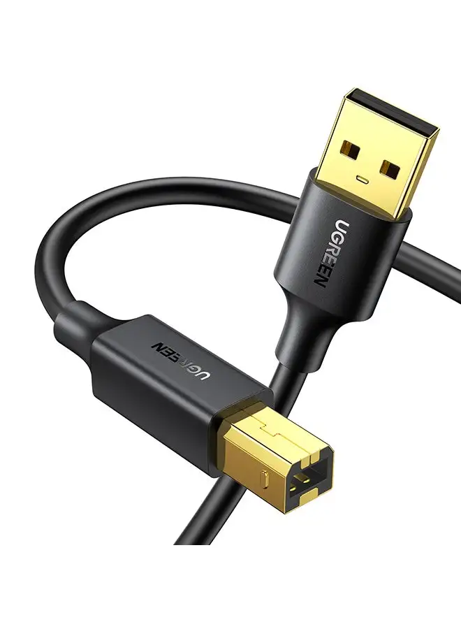 كابل طابعة Ugreen USB 2.0 A-ذكر إلى B-ذكر سلك ماسح ضوئي عالي السرعة متوافق مع HP/ Cannon/ Brother/ Samsung/ Dell/ Epson/ Lexmark/ Xerox/ Piano/ Dac - 1.5 متر أسود