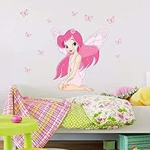 Pink cartoon butterfly girl wall sticker, suitable for living room bedroom children's room decoration wallpaper