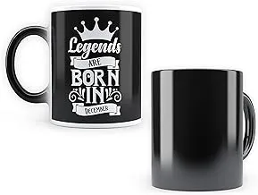 MCSID RAZZ - Legends are Born in December Design Heat Sensitive Magic Coffee Mug - Best Birthday Gift for Your Loved Ones I Birthday Gift for Boys & Girls I Birthday Present