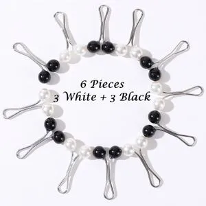 6 Turkish Hijab Veil Pin - Black And White