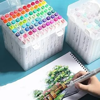 أقلام تحديد فنية كحولية ذات طرف مزدوج من GKEVER Art Colors، مجموعة أقلام فنية لأقلام تحديد الفرشاة ذات طرف مزدوج، أقلام ملونة للفنانين الجميلة وأطراف الفرشاة، مشاريع تقويم مخطط رسم كتاب التلوين للأطفال البالغين (48 لونًا)