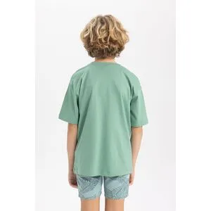 Defacto Boy Oversize Fit Crew Neck Knitted Short Sleeve T-Shirt