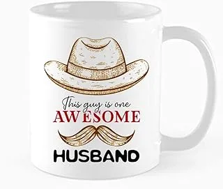 Funny Coffee Mug,One Awesome Husband Cup, This Guy is One Awesome Husband, Anniversary & Valentine's Day Gifts for Men, Him, Best Husband Birthday, Christmas Gifts, 11 oz Novelty Mug