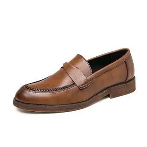 Fashion Business Shoes Men Dress Wedding Moccasins -Brown