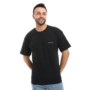 Air Walk Round Neck Short Sleeve Printed T-Shirt -Black