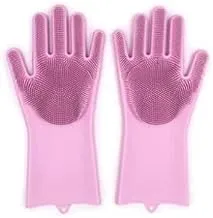 Kitchen cleaning non-slip heat resistant silicone gloves (pink)