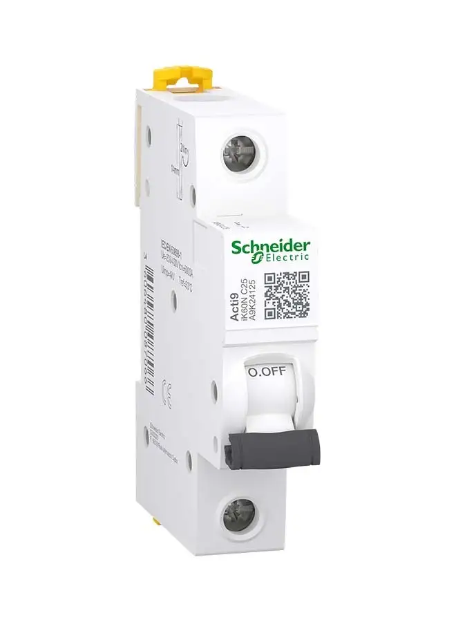 Schneider Electric Schneider Electric Miniature Circuit Breaker (Mcb), Acti9 Ik60N, 1P, 25A, C Curve, 6000A (Iec/En 60898-1)