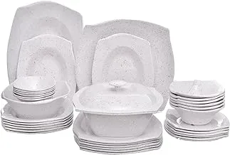 Pure Melamine Granite Square Dinner 38-Pieces Set, Red