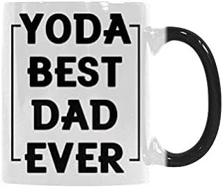 Funny Morphing Mug Yoda Best Dad Ever Morphing Mug Heat Reveal Color Ceramic Coffee Mug, Funny Coffee Mug Tea Cup 11 Oz