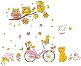 DIY Removable Tree Branches Cartoon Bicycle Flower Sheep Dog Owl Vinyl Waterproof Wall Stickers For Kids Room