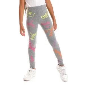 Diadora Printed  Girls Cotton Leggings - Grey