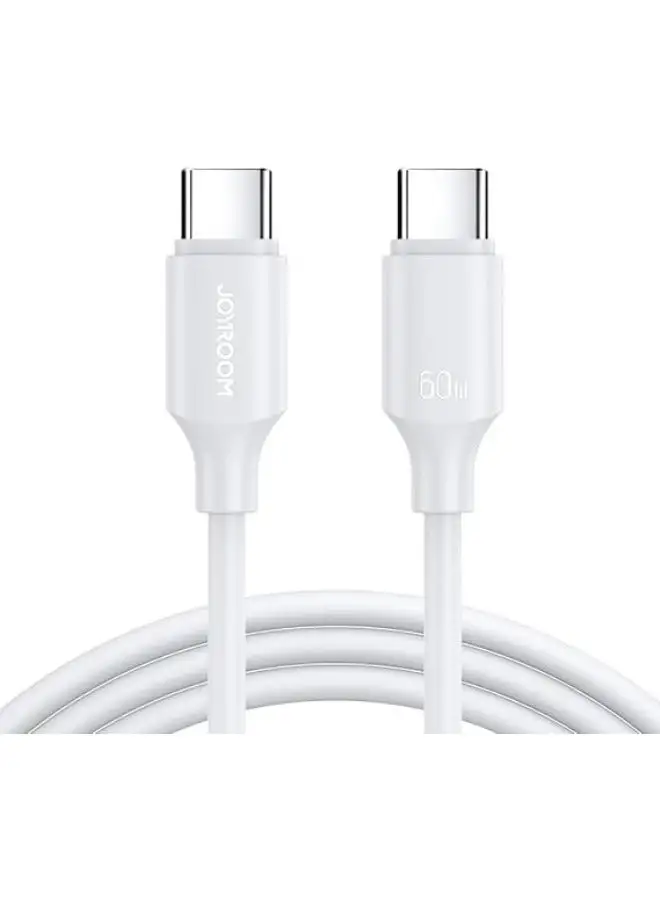 JOYROOM S-CC060A9 60W Type-C-to Type-C Fast Charging Data Cable, 1M - White