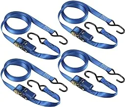 Master Lock 4367EURDAT Certified Ratchet Strap with S Hook, Blue, 5m x 35mm Straps, Pack of 4