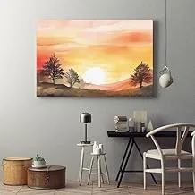 Landscape with trees and sunset Printed canvas wall art 120x80