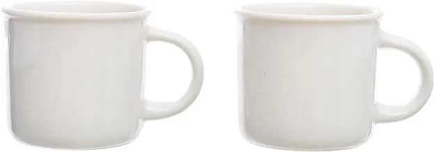 Rosa Porcelain Plain 2-Pieces Coffee Set, Ivory Enamel