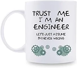 aiyaya Funny Gifts for Engineer - Trust Me I'm an Engineer Let's Just Assume I'm Never Wrong Mug - Funny Engineer Mug Gifts for Birthday Anniversary Graduation Christmas - 11 oz Coffee Mug