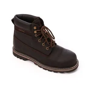 Activ Leather Stitched Safety Boots - Dark Brown