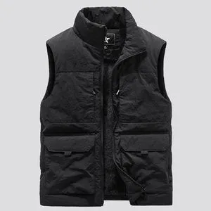 Fashion Men's Outdoor Windproof And Warm Fleece Vest-Black