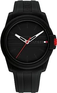 Tommy Hilfiger MEN'S BLACK DIAL BLACK SILICONE WATCH - 1710596