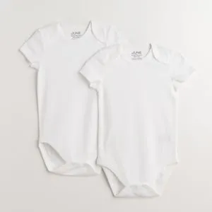 June Baby Basic Envelope Collar 2-Piece Short Sleeve Bodysuit White