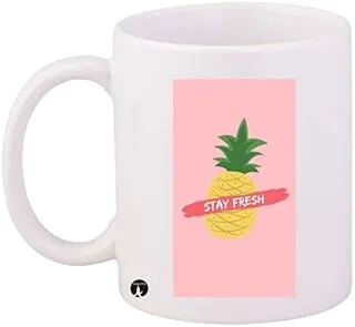 RYN PRINTED Design Stay Fresh Mug White Pink Yellow Standard Size