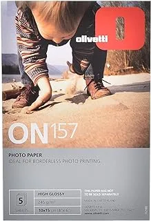 OLIVETTI ON157 Glossy Inkget Paper A6, 5 Sheets, 245 gram, 10 * 15 Durable Tool That Withstand Daily Use With Eco-Friendly Material