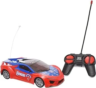 Plastic Racing Car With Remote Control Super Heroes Design And Light System Set Of 2 Pieces For Kids - Multi Color